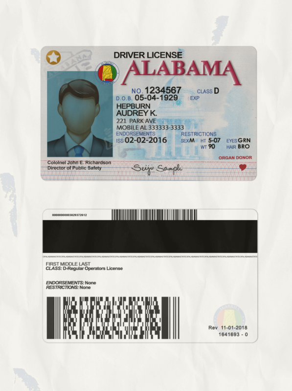 USA Alabama driving license template in PSD format – Fake Template