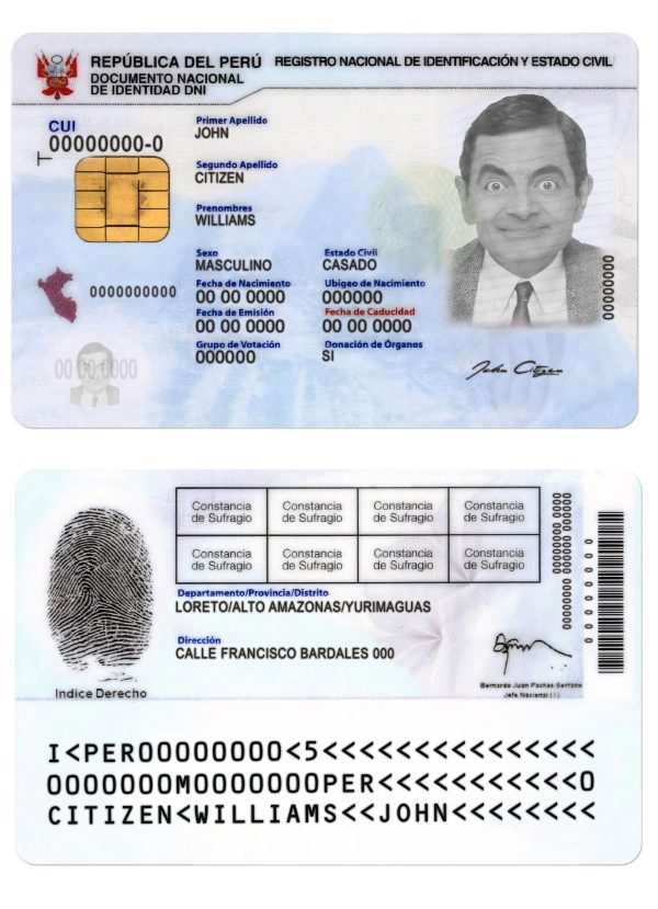 PERU identity card PSD template, with fonts – FakeDoc.to